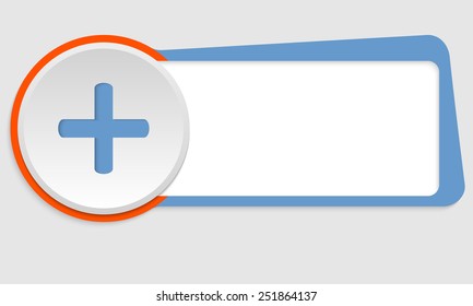 blue frame for text and plus symbol