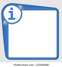 blue frame for text with screws and info symbol