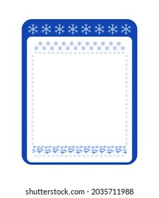 blue frame for text with snowflakes and white copy space, concept of new year, winter sale, winter season nature background, wallpaper, banner 