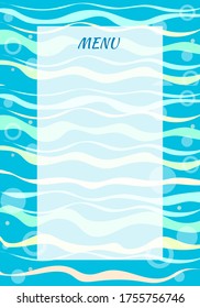 Blue frame with waves and circles.