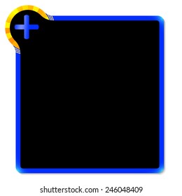 blue frame with yellow corner and plus symbol