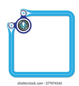 Blue frame for your text and globe symbol and exclamation mark