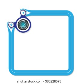 Blue frame for your text and globe symbol and envelope