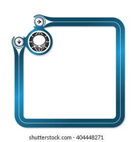 Blue frame for your text and globe symbol and speech bubble
