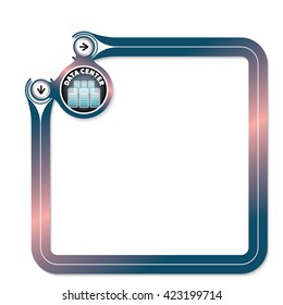 Blue frame for your text and globe symbol and computers icon