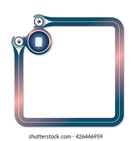 Blue frame for your text and globe symbol and smart phone icon