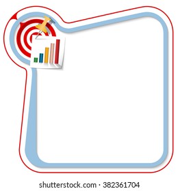 Blue frame for your text with the tack, target and graph
