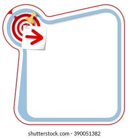 Blue frame for your text with the tack, target and arrow