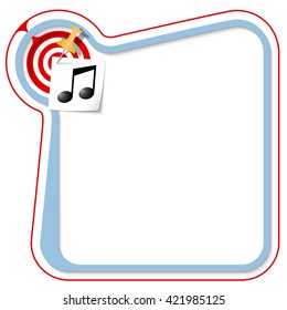 Blue frame for your text with the tack, target and music symbol