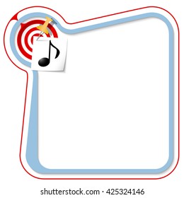 Blue frame for your text with the tack, target and music symbol