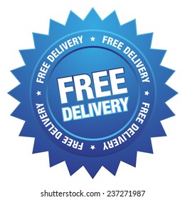 Blue Free Delivery Button On White Stock Vector (Royalty Free ...