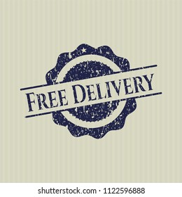 Blue Free Delivery distressed rubber grunge seal