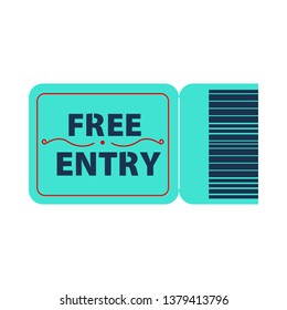 Blue free entry ticket vector illustration. Show, concert, festival. Tickets concept. Vector illustration can be used for topics like entertainment, leisure, business