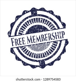 Blue Free Membership distressed rubber stamp