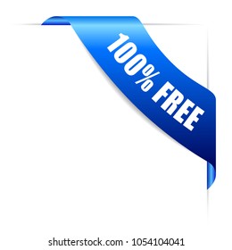 Blue free vector ribbon isolated on white background