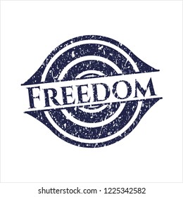 Blue Freedom distress rubber stamp with grunge texture