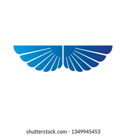 Blue freedom Wings emblem. Heraldic Coat of Arms decorative logo isolated vector illustration.