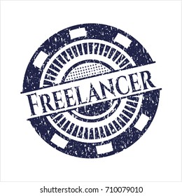 Blue Freelancer distressed with rubber seal texture