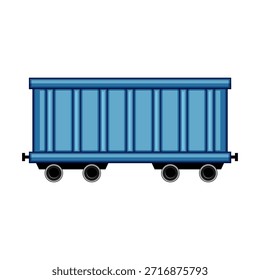Vagón de material rodante de tren de carga azul con parte superior abierta, que transporta carga a granel y materias primas, que representa conceptos de logística industrial y transporte