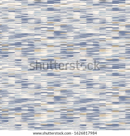 Blue french melange vector broken stripe texture seamless pattern. Variegated marl grunge abstract background. Country farmhouse style textile. Irregular distressed rough aged striped  all over print.
