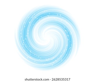 Efeito rotativo de círculo de ar frio fresco azul sobre branco. Vento do condicionador Fluxo do vento. Ilustração vetorial
