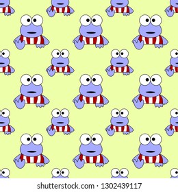 blue frog cartoon seamless pattern