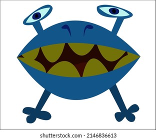 Una rana azul como una criatura exótica. Este logotipo puede utilizarse como concepto publicitario para el negocio de la diversión. Ilustración vectorial, aislada.