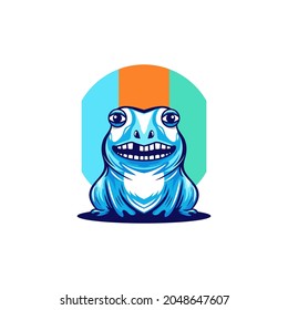 Blue frog with flat style design vector
