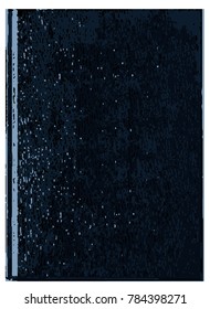 A blue front cover of a book with a blank area