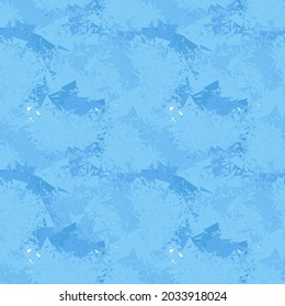 Blue Frost Abstract Pattern Expressionism Digital Illustration. Vector Design Seamless Modern Texture.