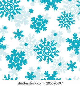 Blue Frost Snowflakes Seamless Pattern Background