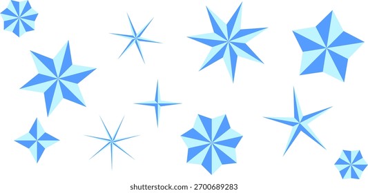 Conjunto de Vector de estrella de helada azul — Colección de estrellas geométricas de invierno