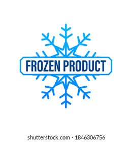 Blue frozen product on white background. Food logo. Vector stock illustration.