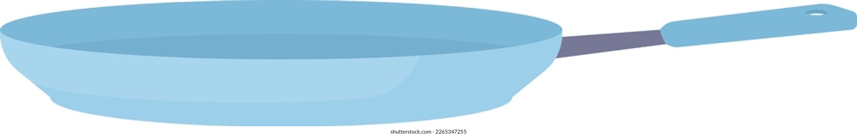 Blue frying pan semi flat color vector object. Skillet for cooking breakfast. Editable icon. Full sized item on white. Simple cartoon style spot illustration for web graphic design and animation