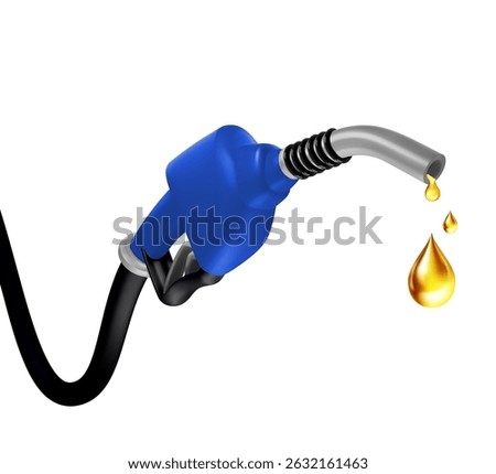 Blue fuel pump nozzle isolated on a transparent background. Realistic vector illustration of gas pump dispenser, Diesel fuel dispenser
