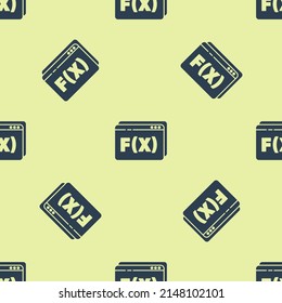 Blue Function mathematical symbol icon isolated seamless pattern on yellow background.  Vector Illustration