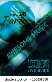 Blue Funky Abstract Music Light Effect Club Flyer