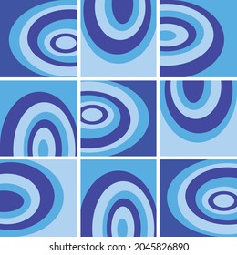 Blue Funky Circle Square Checkerboard Pattern Seamless Wallpaper