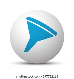 Blue Funnel icon on sphere on white background
