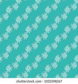 Blue funny fish seamless pattern