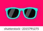 Blue Funny Glasses Pink Background Isolated Vector Illustration