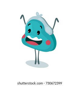 Blue funny smiling purse humanized character, money and finance concept cartoon vector Illustration