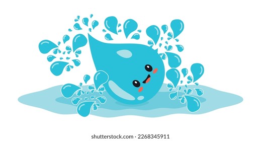 Blue funny water drops. World water day. 