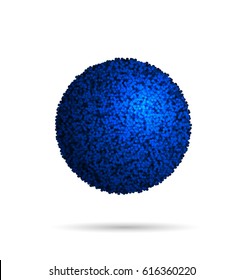 Blue Fur Ball Isolated On White, vector
