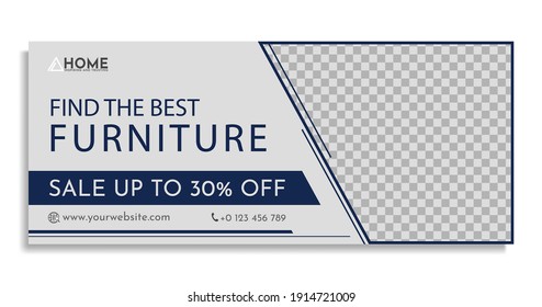 Blue Furniture Banner Facebook Cover Page Template Free Vector