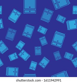 Blue Furniture nightstand icon isolated seamless pattern on blue background.  Vector Illustration