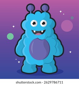 Caráter alienígena peludo azul. Ilustração vetorial