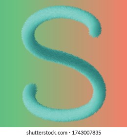 blue furry alphabets, Vector art for kids scrapbooks. Stylish typography, fur letters