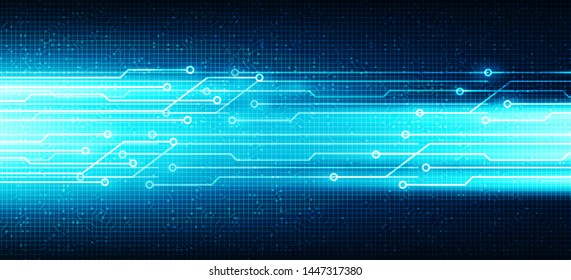 Blue Future Speed Light on Circuit Microchip Technology Background,Hi-tech Digital and Internet Concept design,Free Space For text in put,Vector illustration.