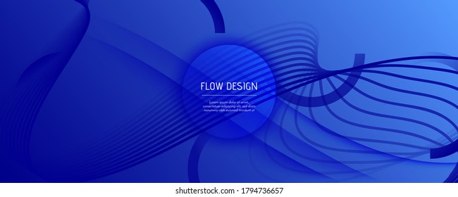 Blue Futuristic Abstract. Creative Layout. 3d Dynamic Movement. Graphic Wave Brochure. Minimal Futuristic Abstract. Flow Line Magazine. 3d Fluid Poster. Blue Futuristic Abstract.